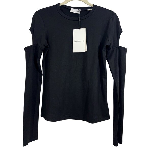Marcella Kent Long Sleeve Cold Shoulder Top Black Medium New - Picture 1 of 3